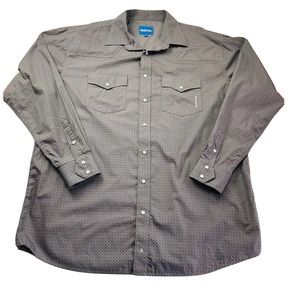 RESISTOL Mens Western Long Sleeve Pearl Snap Logo Dress Shirt Size 2XL Gray